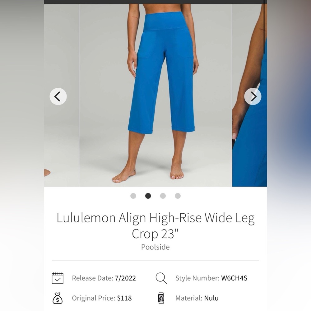 Lululemon High Rise Align Wide Leg Crop Size 4 - Poolside Blue 🩵